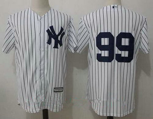 Men's New York Yankees #99 Aaron Judge No Name White Home Stitched MLB Jersey