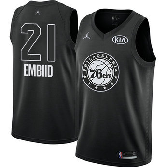 Men's Nike 76ers #21 Joel Embiid Black NBA Jordan Swingman 2018 All-Star Game Jersey