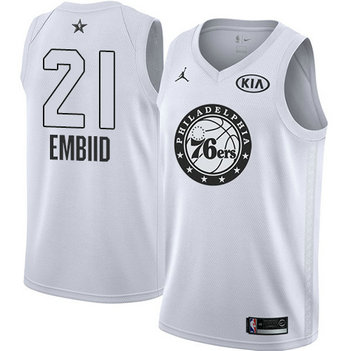 Men's Nike 76ers #21 Joel Embiid White NBA Jordan Swingman 2018 All-Star Game Jersey
