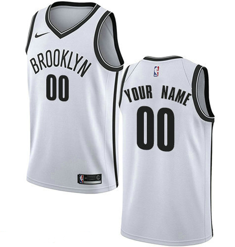 Men's Nike Brooklyn Nets Customized Authentic White NBA Association Edition Jersey