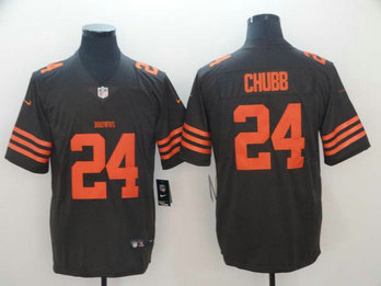 Men's Nike Browns 24 Nick Chubb Brown Color Rush Limited Jersey