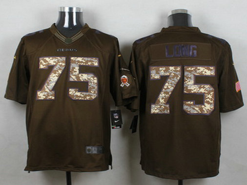 Men's Nike Chicago Bears #75 Kyle Long Green Salute to Service 2015 NFL Nike Limited Jersey