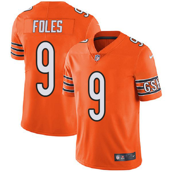 Men's Nike Chicago Bears #9 Nick Foles Orange Stitched NFL Limited Rush Jersey