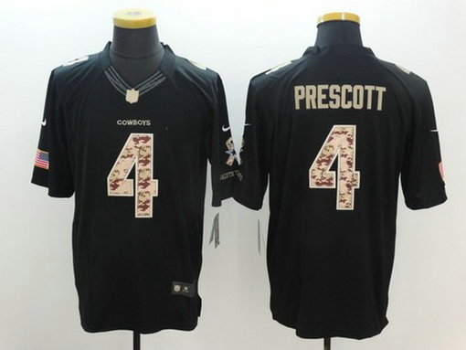 Men's Nike Dallas Cowboys 4 Dak Prescott Salute To Service Black Jersey