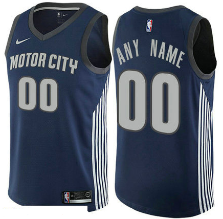 Men's Nike Detroit Pistons Customized Authentic Navy Blue NBA City Edition Jersey
