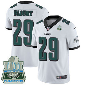 Men's Nike Eagles #29 LeGarrette Blount White Super Bowl LII Champions Stitched NFL Vapor Untouchable Limited Jersey