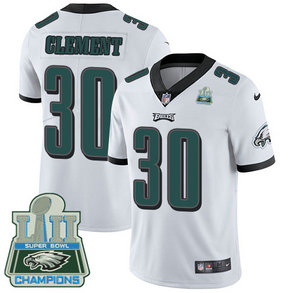 Men's Nike Eagles #30 Corey Clement White Super Bowl LII Champions Stitched NFL Vapor Untouchable Limited Jersey