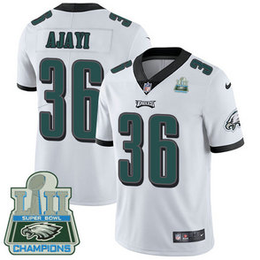 Men's Nike Eagles #36 Jay Ajayi White Super Bowl LII Champions Stitched NFL Vapor Untouchable Limited Jersey