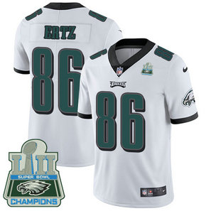 Men's Nike Eagles #86 Zach Ertz White Super Bowl LII Champions Stitched NFL Vapor Untouchable Limited Jersey
