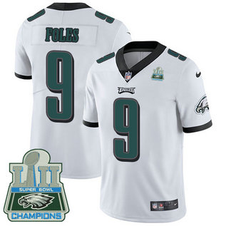 Men's Nike Eagles #9 Nick Foles White Super Bowl LII Champions Stitched NFL Vapor Untouchable Limited Jersey