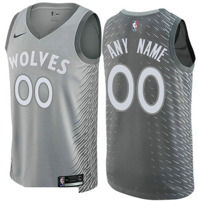 Men's Nike Minnesota Timberwolves Customized Authentic Gray NBA City Edition Jersey