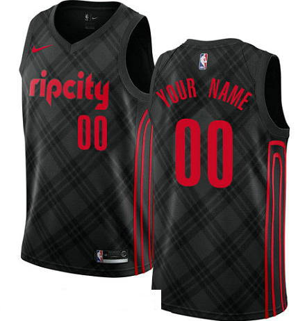 Men's Nike NBA Portland Trail Blazers City Edition Authentic Customized Black Jersey