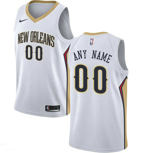 Men's Nike New Orleans Pelicans Customized Swingman White Home NBA Association Edition Jersey