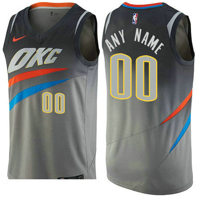 Men's Nike Oklahoma City Thunder Customized Swingman Gray NBA City Edition Jersey