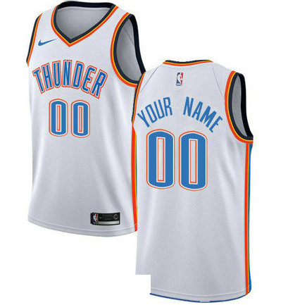 Men's Nike Oklahoma City Thunder Customized Swingman White Home NBA Association Edition Jersey