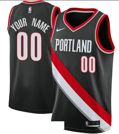 Men's Nike Portland Trail Blazers Customized Swingman Black Road NBA Icon Edition Jersey