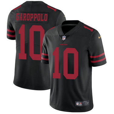 Men's Nike San Francisco 49ers #10 Jimmy Garoppolo Stitched Black Vapor Untouchable Limited Player NFL Jersey
