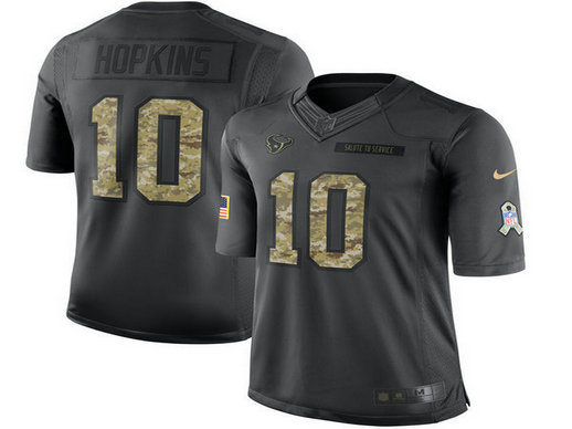 Men's Nike Texans 10 DeAndre Hopkins Anthracite Salute To Service Black Limited Jersey