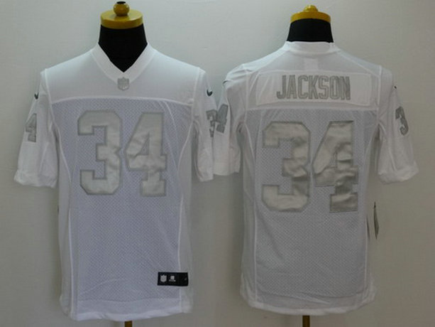 Men's Oakland Raiders #34 Bo Jackson White Platinum NFL Nike Limited Jersey