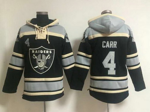 Men's Oakland Raiders #4 Derek Carr Black Team Color 2014 NFL Hoodie
