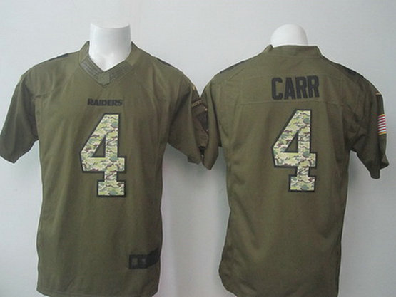 Men's Oakland Raiders #4 Derek Carr Green Salute to Service 2015 NFL Nike Limited Jersey