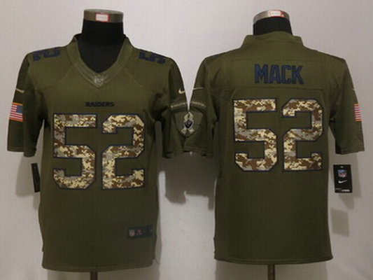 Men's Oakland Raiders #52 Khalil Mack Green Salute to Service 2015 NFL Nike Limited Jersey