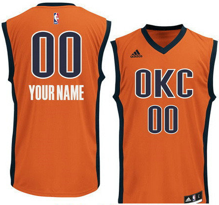 Men's Oklahoma City Thunder Orange Custom adidas Swingman Alternate Basketball Jersey