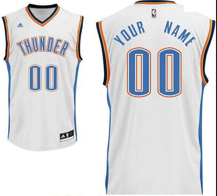 Men's Oklahoma City Thunder White Custom adidas Swingman Home Basketball Jersey