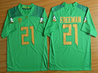 Men's Oregon Duck #21 Royce Freeman Light Green College Football Nike Limited Jersey