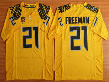 Men's Oregon Duck #21 Royce Freeman Yellow College Football Nike Limited Jersey