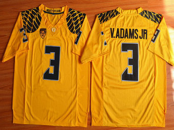 Men's Oregon Duck #3 Vernon Adams Jr Yellow College Football Nike Limited Jersey