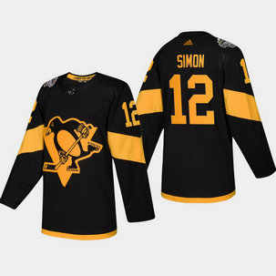 Men's Penguins #12 Dominik Simon Coors Light 2019 Stadium Series Black Authentic Jersey