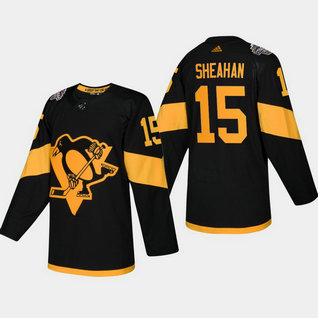 Men's Penguins #15 Riley Sheahan Coors Light 2019 Stadium Series Black Authentic Jersey