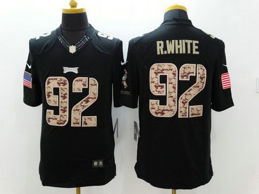 Men's Philadelphia Eagles #92 Reggie White Black Salute to Service NFL Nike Limited Jersey