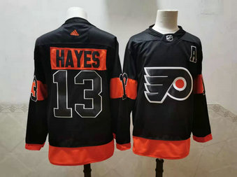 Men's Philadelphia Flyers #13 Kevin Hayes Black Adidas 2020-21 Stitched NHL Jersey