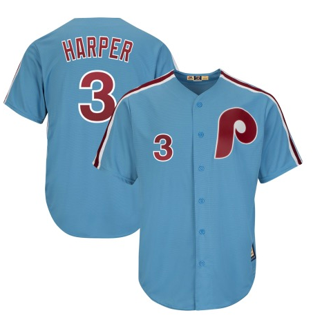 Men's Philadelphia Phillies #3 Bryce Harper Light Blue Majestic Cool Base Jersey