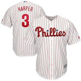 Men's Philadelphia Phillies #3 Bryce Harper White Home Stitched MLB Majestic Cool Base Jersey