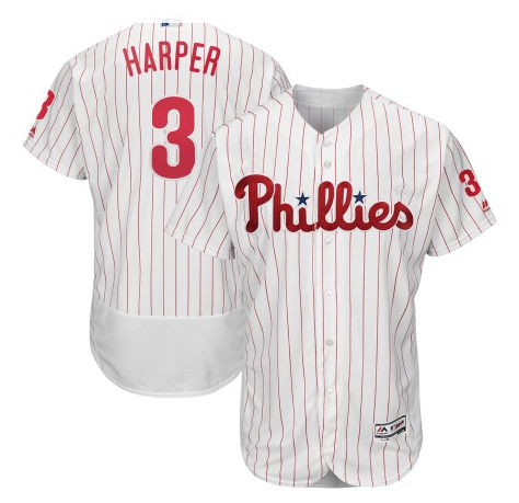 Men's Philadelphia Phillies#3 Bryce Harper White Home Stitched MLB Majestic Flex Base Jersey