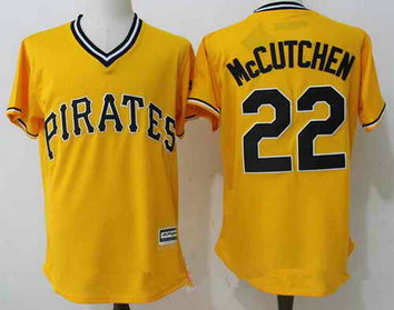 Men's Pittsburgh Pirates #22 Andrew McCutchen Yellow MLB Majestic Cool Base Stitched Jersey