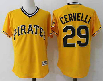 Men's Pittsburgh Pirates #29 Francisco Cervelli Retired Yellow MLB Majestic Cool Base Stitched Jersey