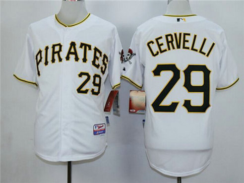 Men's Pittsburgh Pirates #29 Francisco Cervelli White Cool Base Jersey