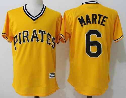 Men's Pittsburgh Pirates #6 Starling Marte Yellow MLB Majestic Cool Base Stitched Jersey