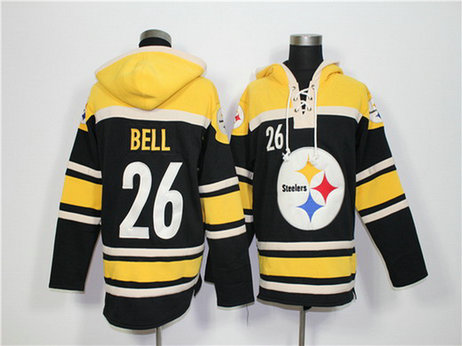 Men's Pittsburgh Steelers #26 LeVeon Bell Black Team Color 2014 NFL Hoodie