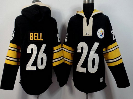 Men's Pittsburgh Steelers #26 LeVeon Bell Black Team Color 2015 NFL Hoodie
