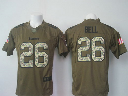 Men's Pittsburgh Steelers #26 LeVeon Bell Green Salute to Service 2015 NFL Nike Limited Jersey