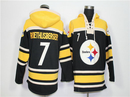 Men's Pittsburgh Steelers #7 Ben Roethlisberger Black Team Color 2014 NFL Hoodie