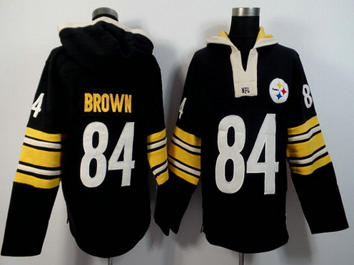Men's Pittsburgh Steelers #84 Antonio Brown Black Team Color 2015 NFL Hoodie