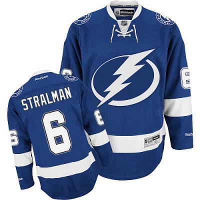 Men's Reebok Tampa Bay Lightning #6 Anton Stralman Royal Blue Home NHL Jersey