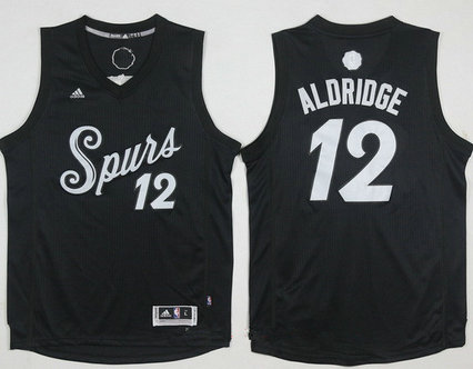 Men's San Antonio Spurs #12 LaMarcus Aldridge Adidas Black 2016 Christmas Day Stitched NBA Swingman Jersey