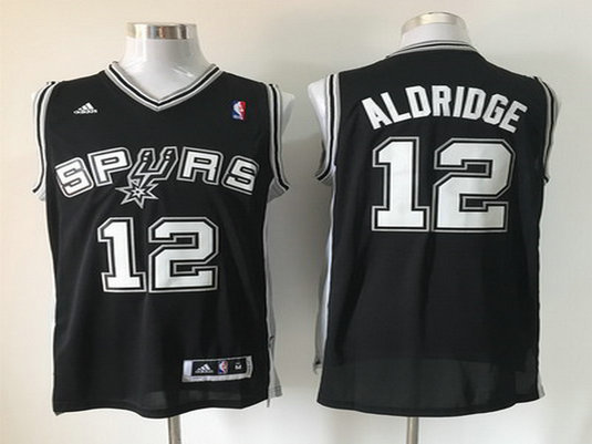 Men's San Antonio Spurs #12 LaMarcus Aldridge Revolution 30 Swingman Black Jersey